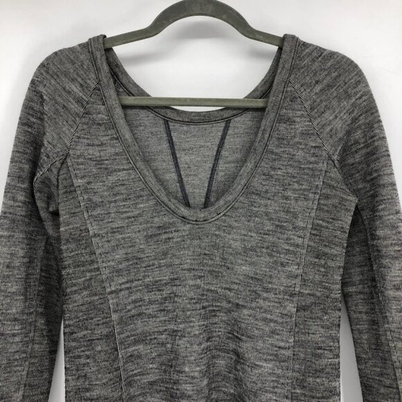 Aritzia Wilfred Heather Grey Ribbed Wool Longsleeve Round Neck Round Hem Dress M - Picture 7 of 16